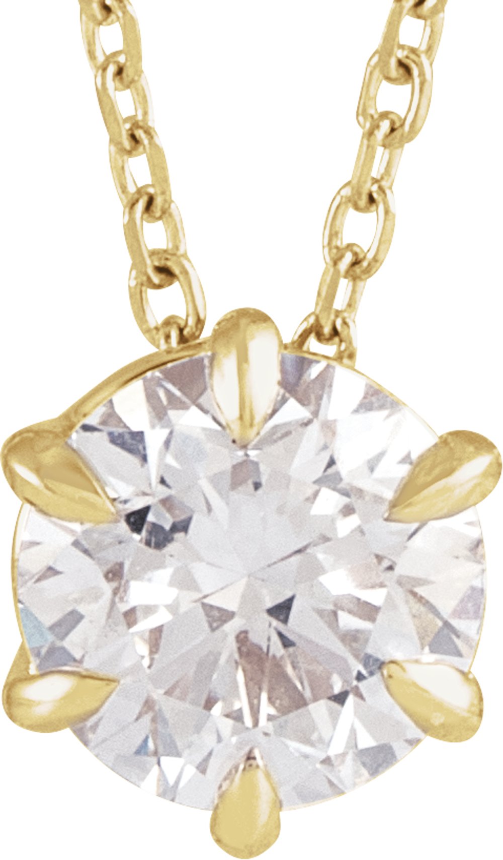 14K Yellow Gold 1 CT Lab-Grown Diamond Solitaire 16-18" Necklace