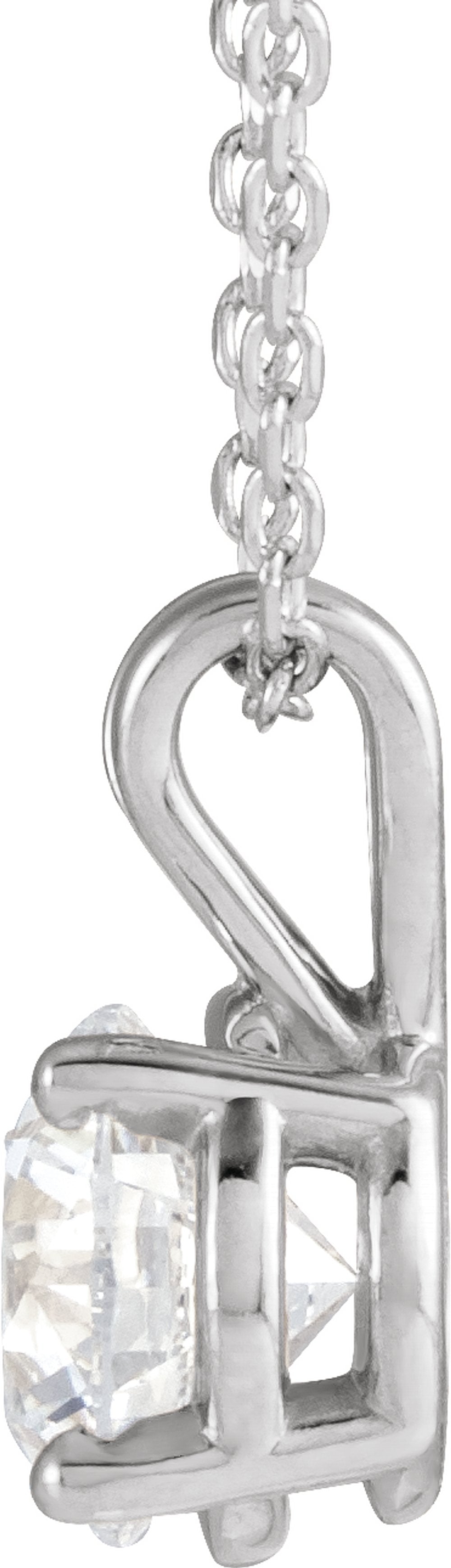 14K White 1 CT Lab-Grown Diamond Solitaire 16-18" Necklace