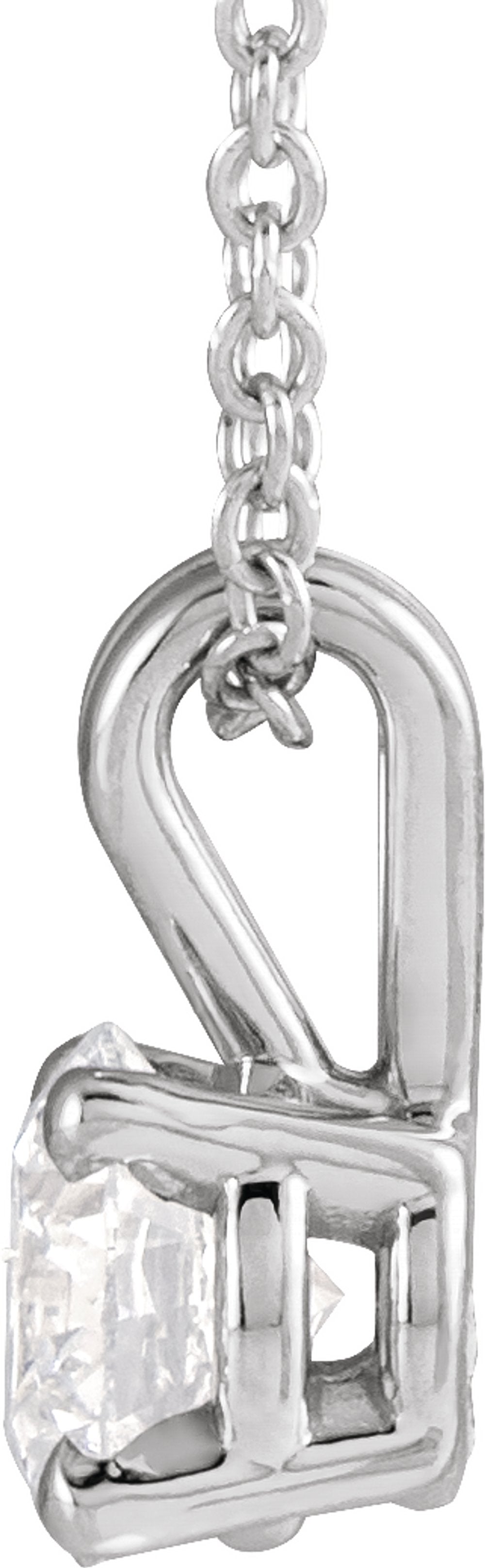 14K White 5/8 CT Lab-Grown Diamond Solitaire 16-18" Necklace