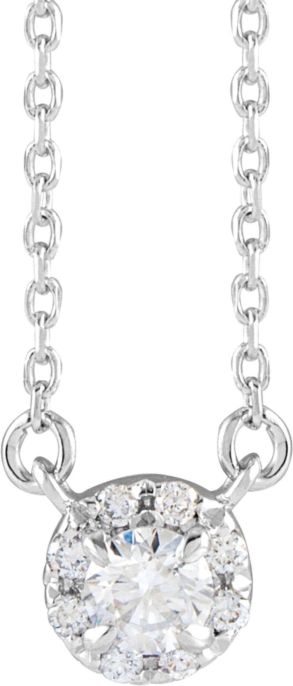 14K White Gold 1/5 CTW Lab-Grown Diamond French-Set 16-18" Necklace