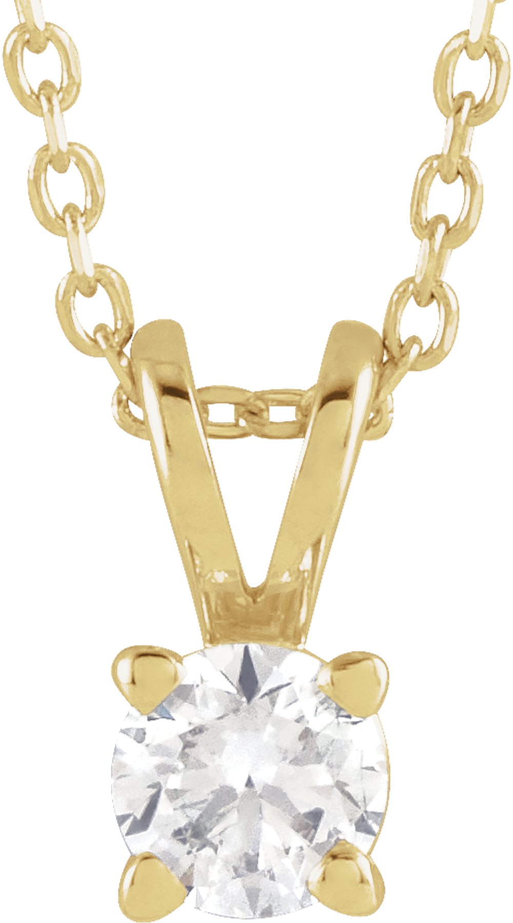 14K Yellow 1/4 CT Lab-Grown Diamond Solitaire 16-18" Necklace