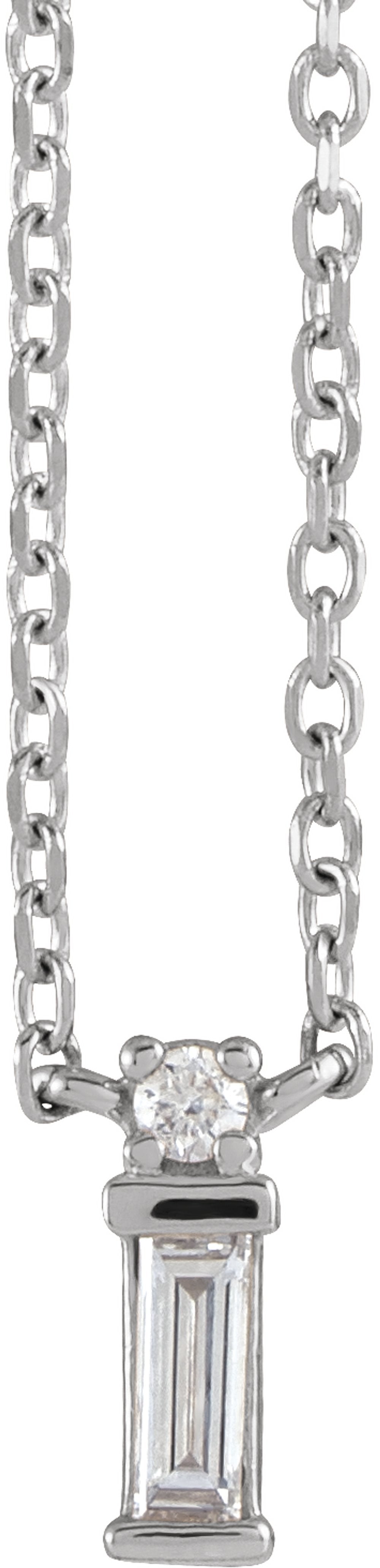 14K White Gold .07 CTW Natural Diamond Bar 18" Necklace