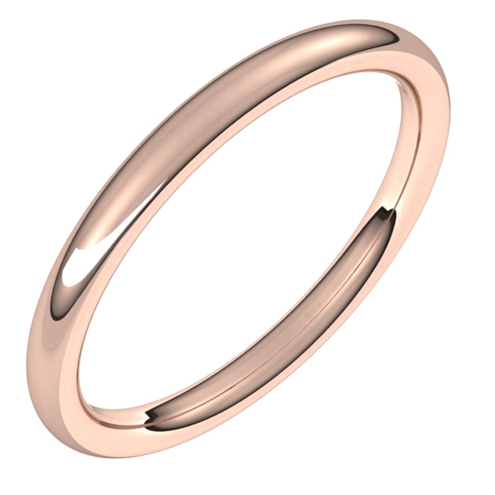 14K Rose Gold 2 mm Comfort-Fit European-Style Band Size 7.5