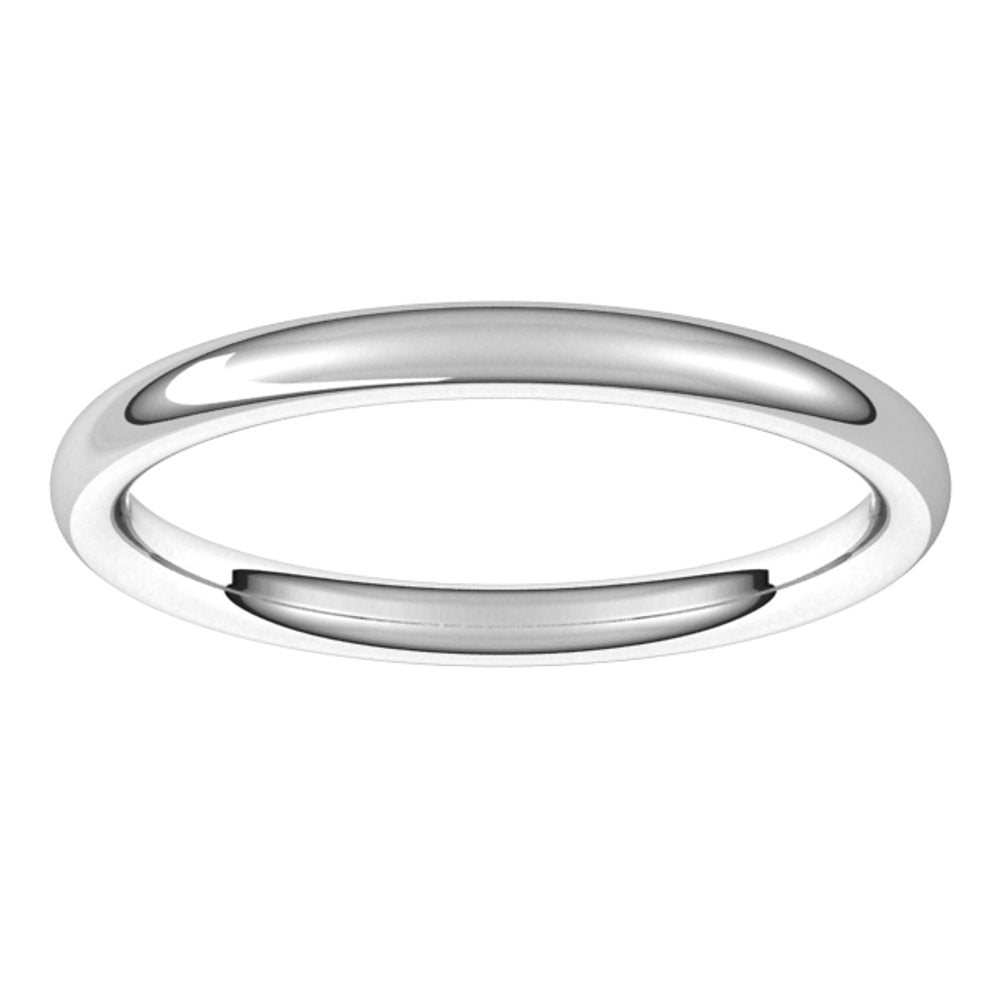 10K White Gold 2 mm Comfort-Fit European-Style Band Size 6.5