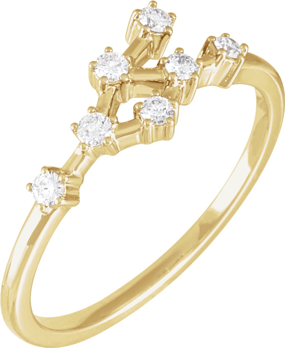 14K Yellow Gold 1/5 CTW Natural Diamond Cancer Constellation Ring