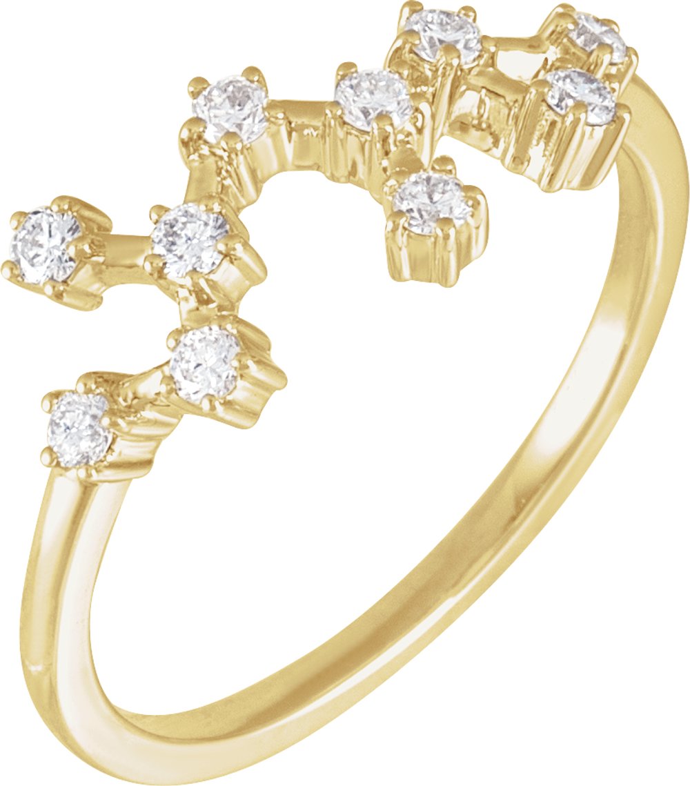 14K Yellow Gold 1/4 CTW Natural Diamond Sagittarius Constellation Ring