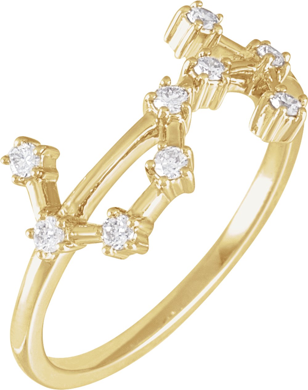 14K Yellow Gold 1/5 CTW Natural Diamond Scorpio Constellation Ring