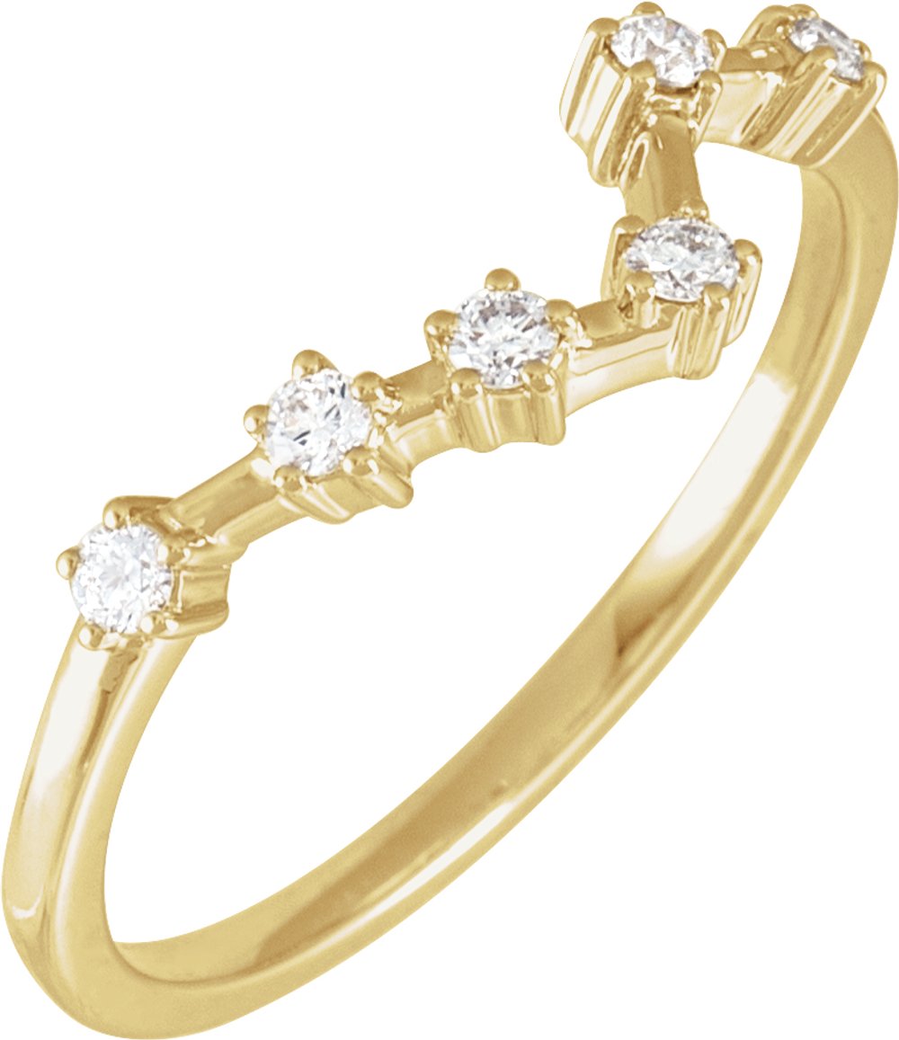 14K Yellow Gold 1/6 CTW Natural Diamond Pisces Constellation Ring