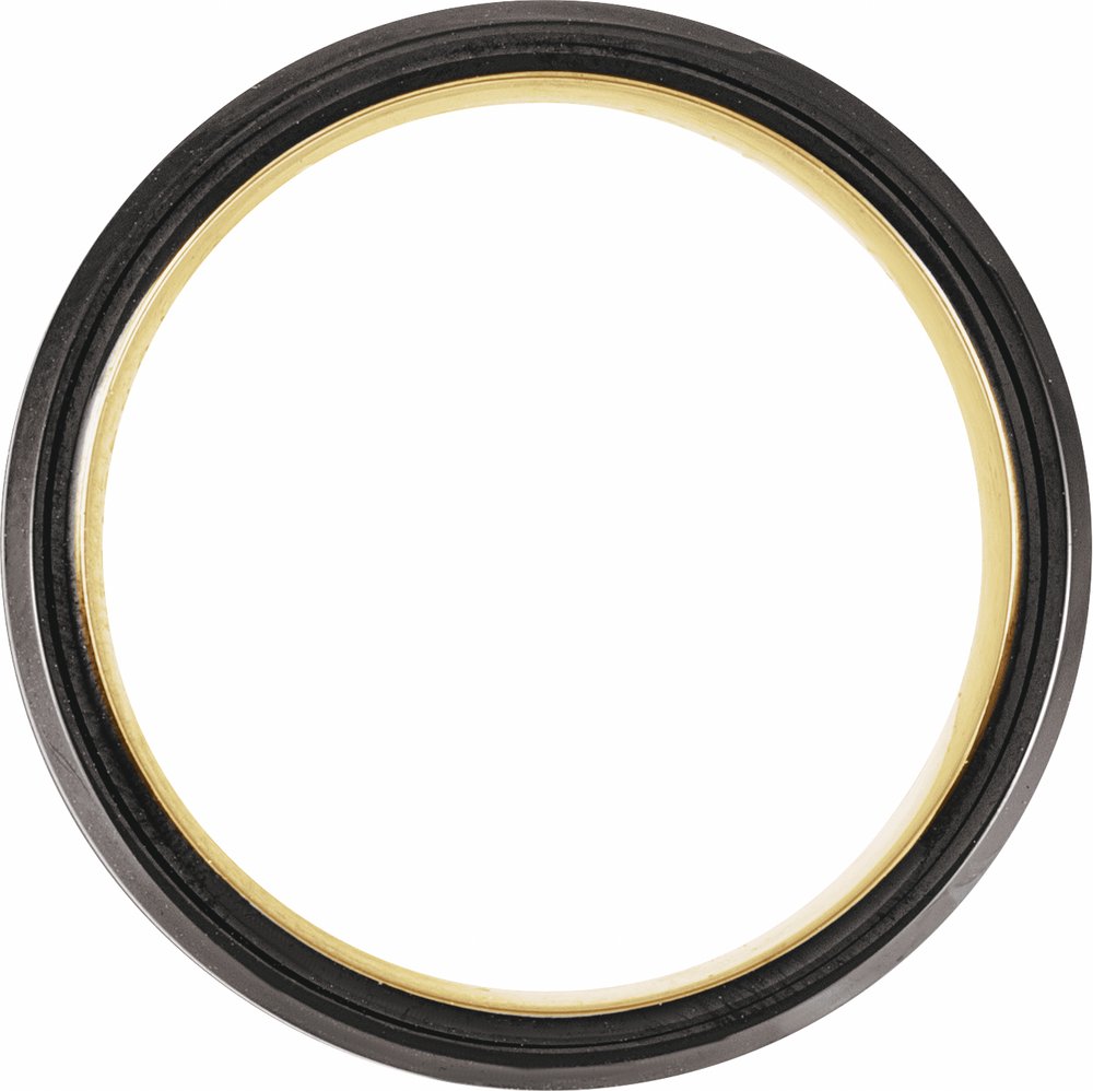 18K Yellow Gold PVD & Black PVD Tungsten 7 mm Beveled-Edge Grooved Comfort-Fit Band Size 7