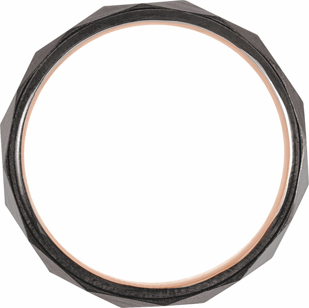 18K Rose Gold PVD Tungsten 4 mm Geometric Faceted Comfort-Fit Band Size 7