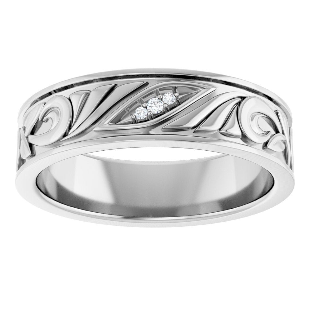 14K White Gold .02 CTW Natural Diamond Band