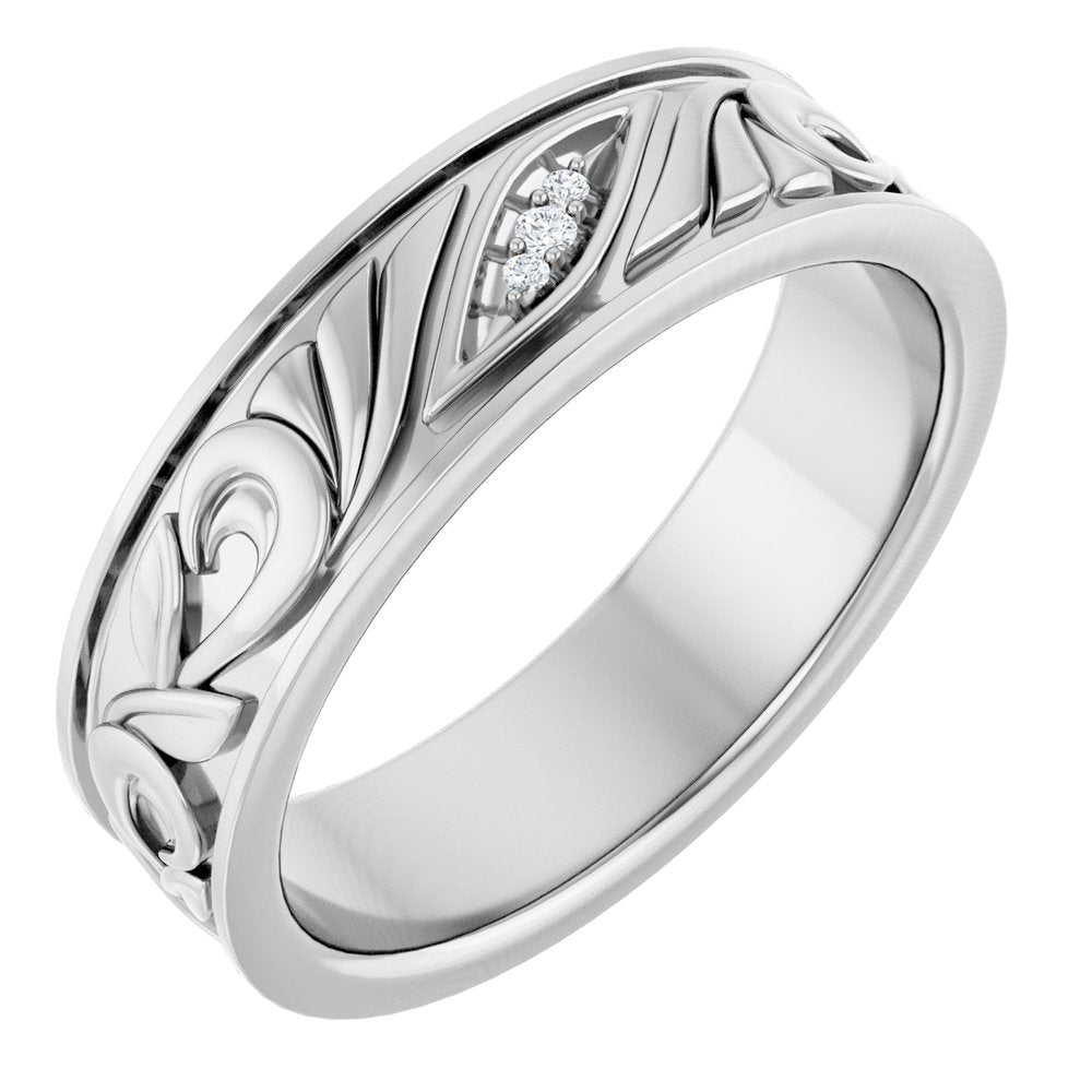 14K White Gold .02 CTW Natural Diamond Band