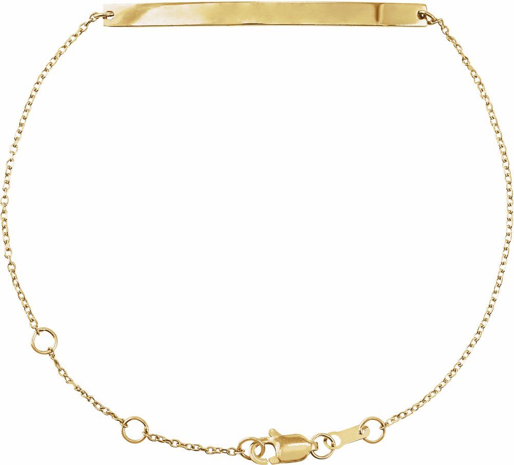 14K Yellow Gold Engravable Skinny Bar 6 1/2-7 1/2" Bracelet