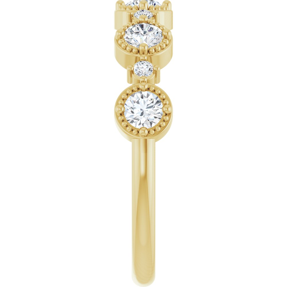14K Yellow 1/2 CTW Natural Diamond Beaded Halo Anniversary Band