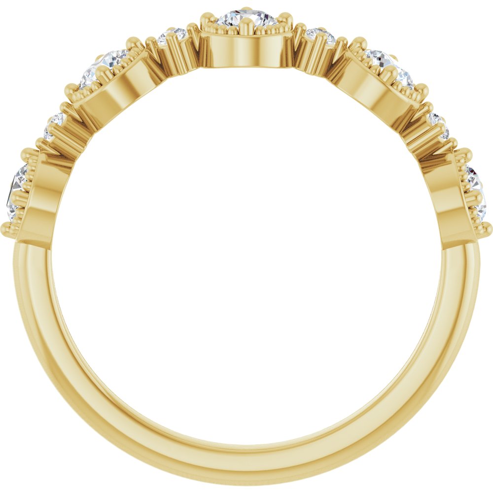 14K Yellow 1/2 CTW Natural Diamond Beaded Halo Anniversary Band