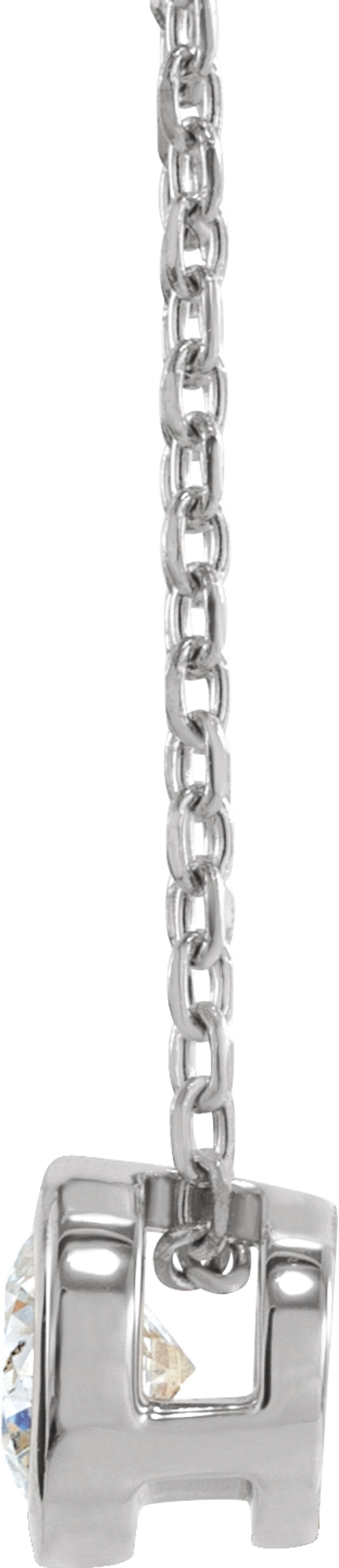 14K White Gold 1/4 CT Lab-Grown Diamond Bezel-Set 16-18" Necklace
