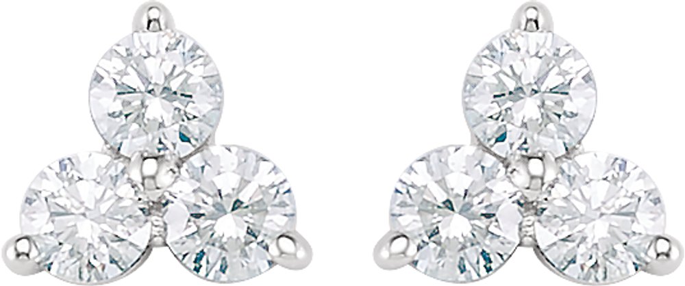 14K White 1/3 CTW Natural Diamond Three-Stone Stud Earrings