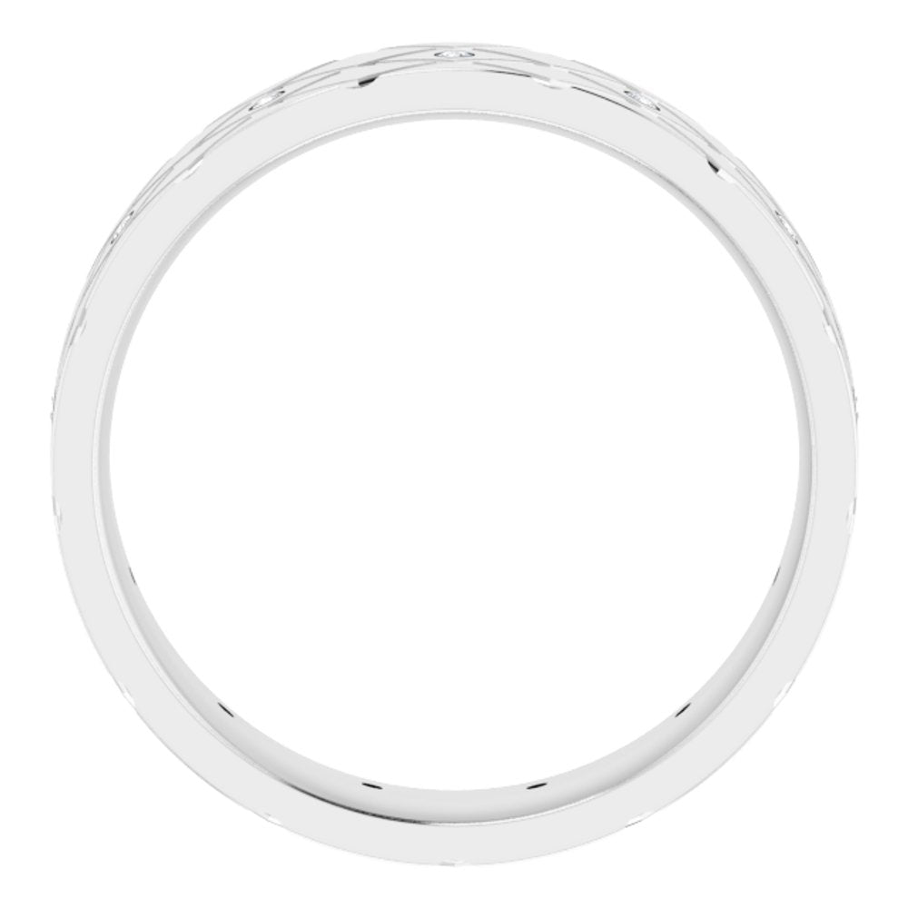 14K White 1/8 CTW Natural Diamond Accented Patterned Band