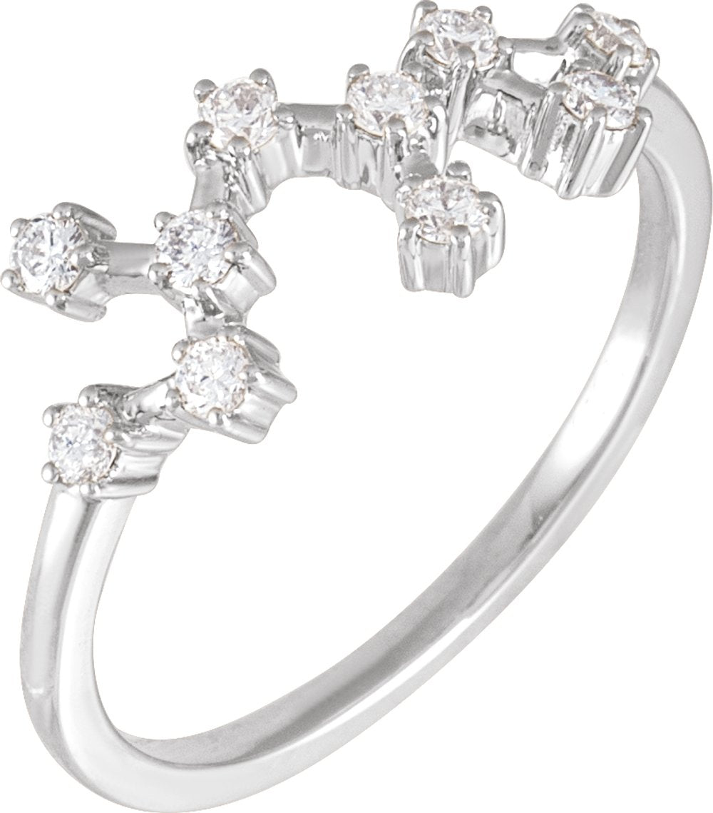 14K White Gold 1/4 CTW Natural Diamond Sagittarius Constellation Ring
