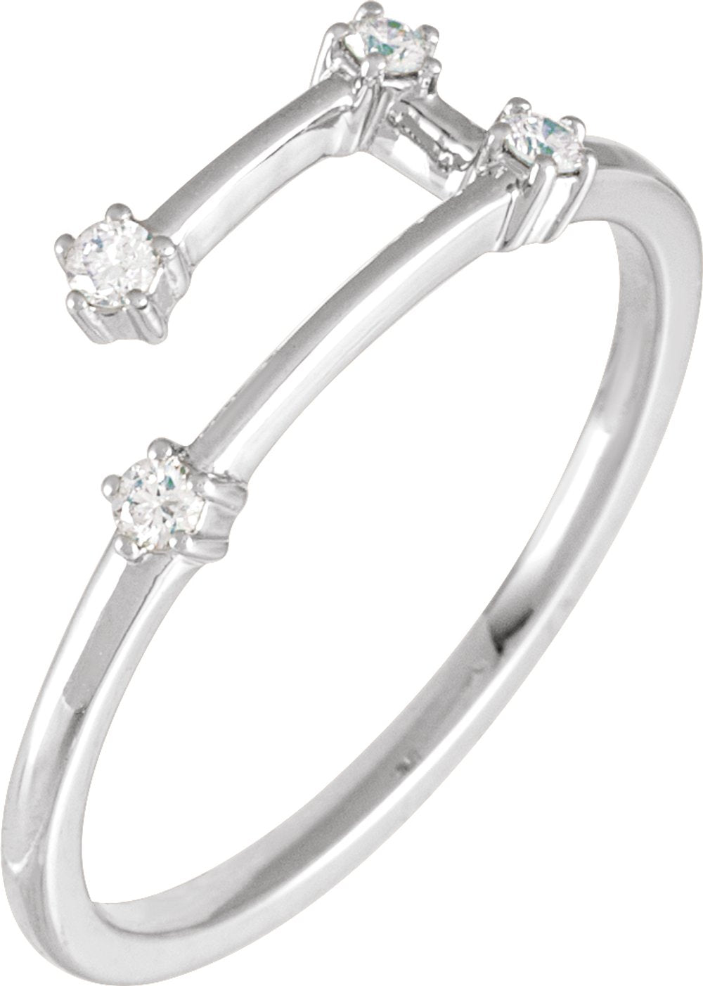 14K White Gold 1/10 CTW Natural Diamond Aries Constellation Ring