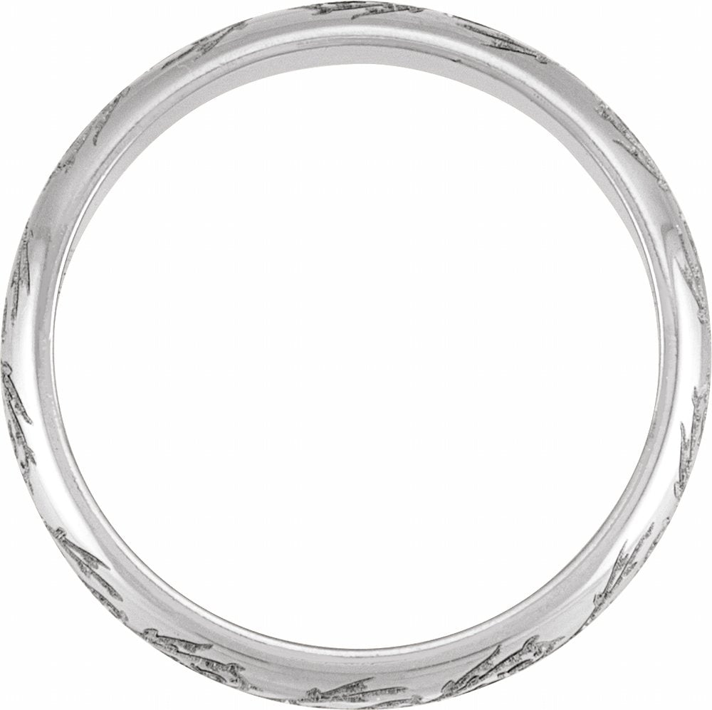 14K White Gold 4 mm Sculptural Half Round Band Size 8.5