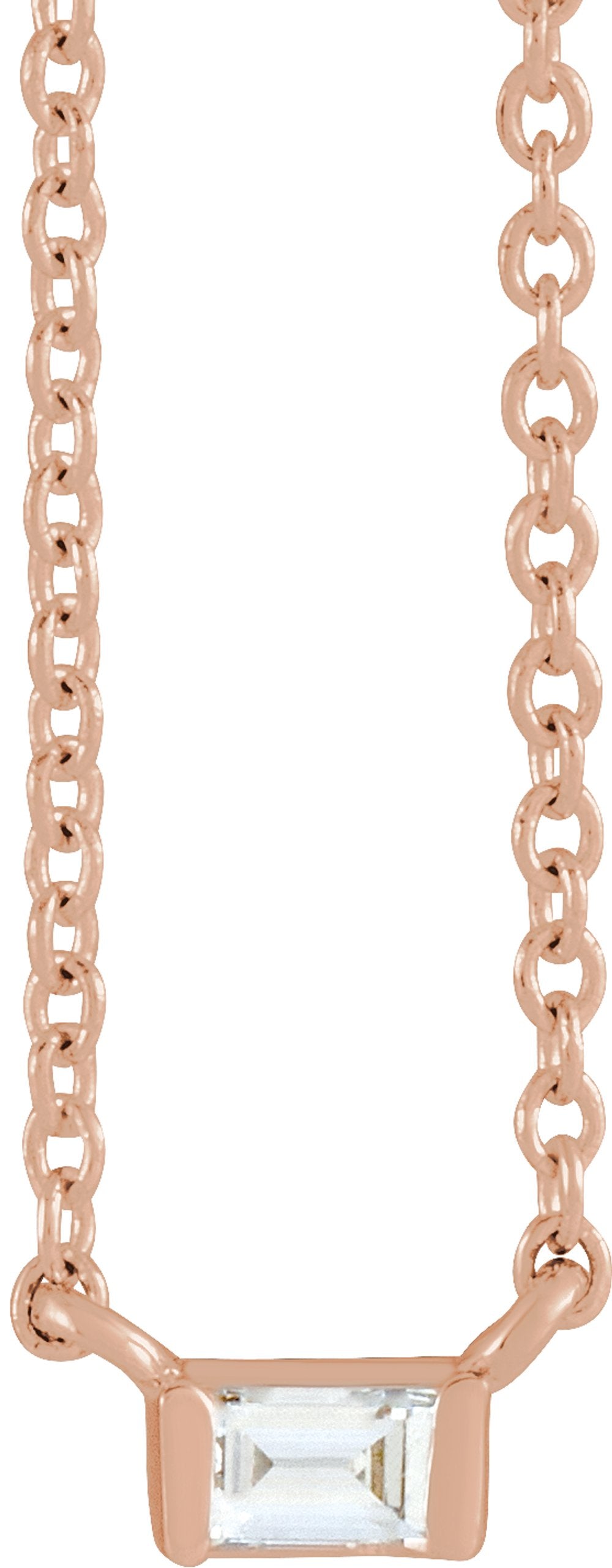 14K Rose Gold .07 CT Natural Diamond Solitaire 16-18" Necklace