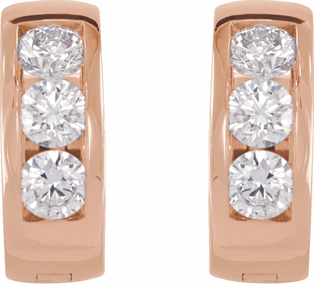 14K Rose Gold 1/3 CTW Lab-Grown Diamond 10 mm Hinged Hoop Earrings