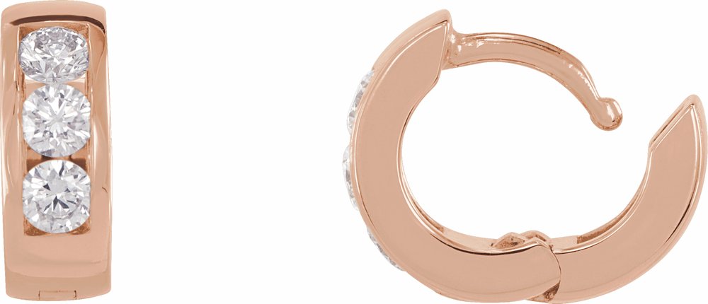 14K Rose Gold 1/3 CTW Lab-Grown Diamond 10 mm Hinged Hoop Earrings