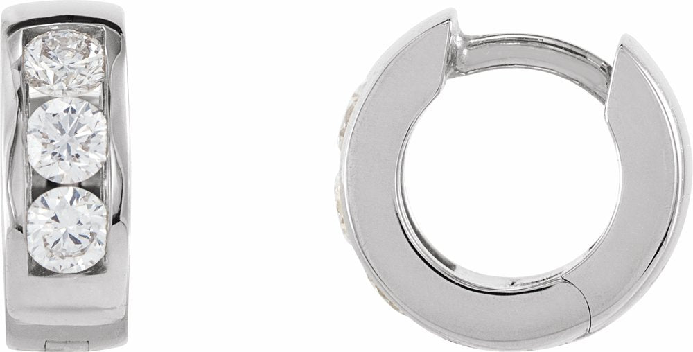 14K Yellow Gold 1/5 CTW Natural Diamond 10 mm Hinged Hoop Earrings