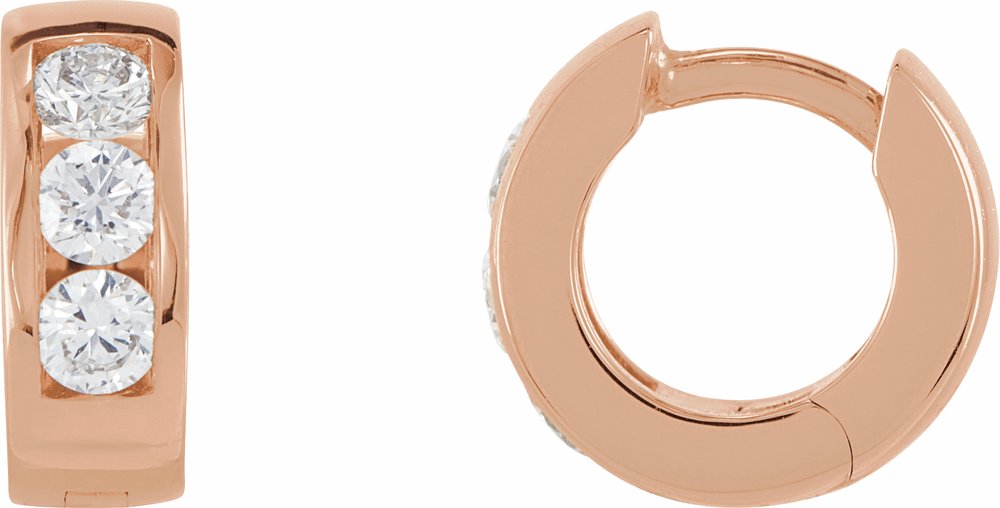 14K Rose Gold 1/3 CTW Lab-Grown Diamond 10 mm Hinged Hoop Earrings