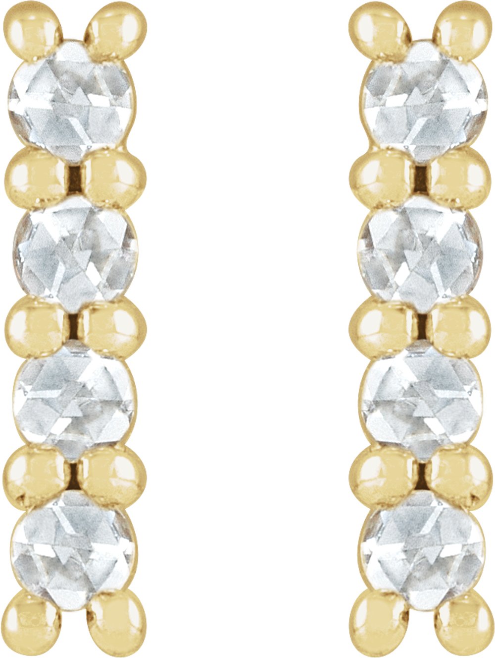 14K Yellow 1/6 CTW Rose-Cut Natural Diamond Bar Earrings