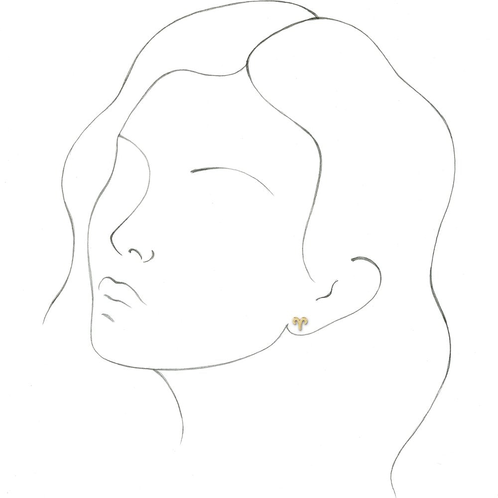 14K Yellow Capricorn Zodiac Earrings