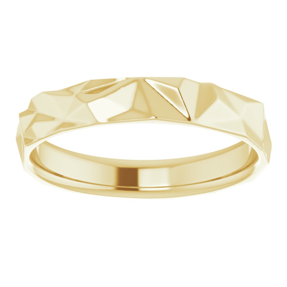 10K Yellow Gold 4 mm Geometric Comfort-Fit Flat Band Size 7