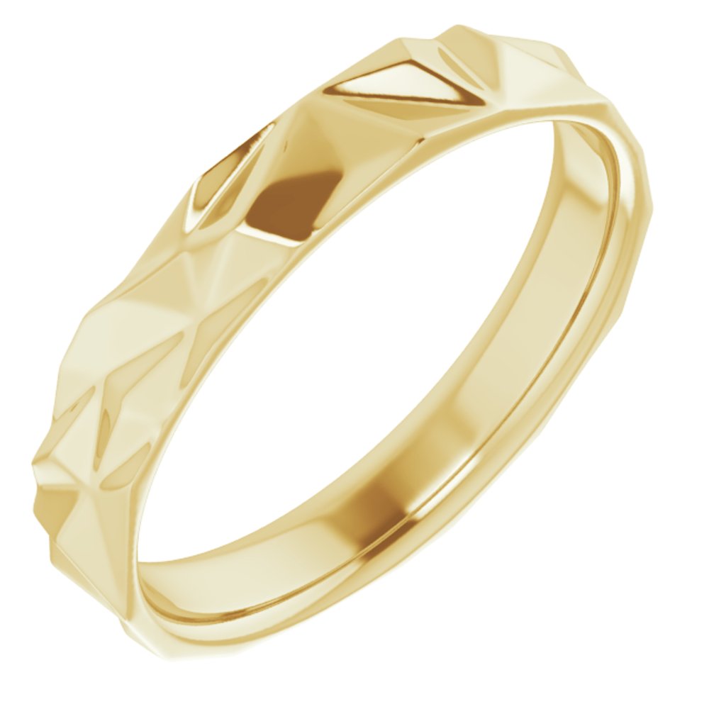 10K Yellow Gold 4 mm Geometric Comfort-Fit Flat Band Size 7