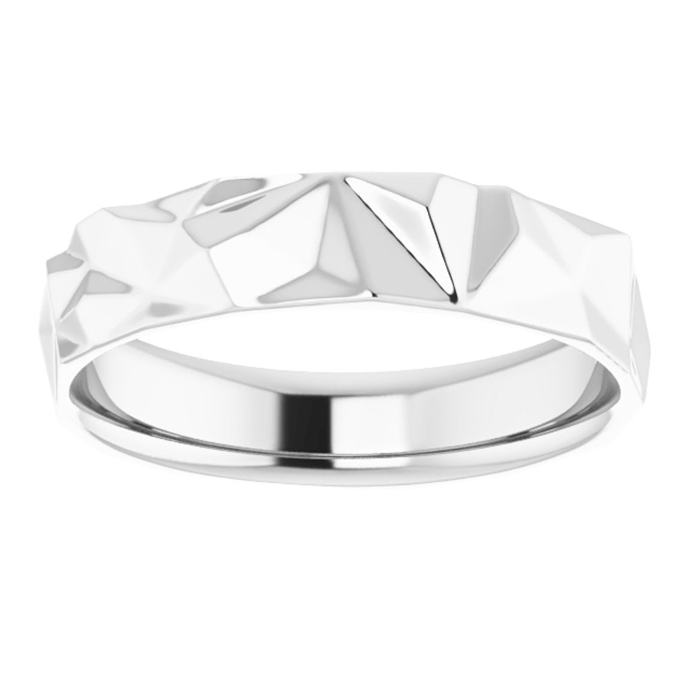 Sterling Silver 5 mm Geometric Comfort-Fit Flat Band Size 6.5