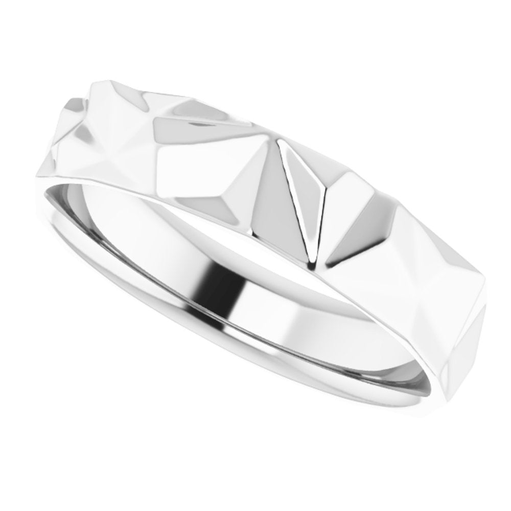 Sterling Silver 5 mm Geometric Comfort-Fit Flat Band Size 6.5