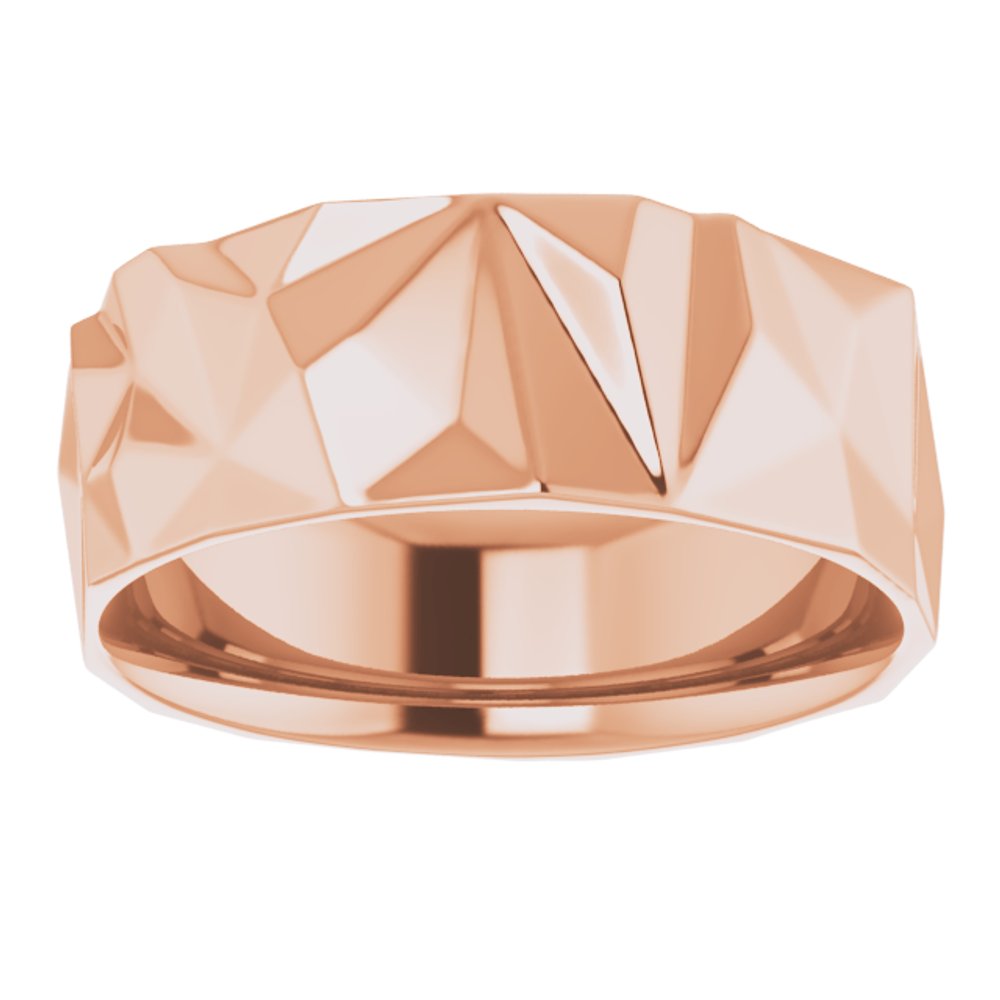 10K Rose Gold 8 mm Geometric Comfort-Fit Flat Band Size 10.5