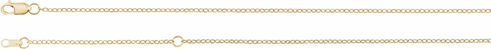 14K Yellow Gold 1.3 mm Adjustable Cable 16-18" Chain
