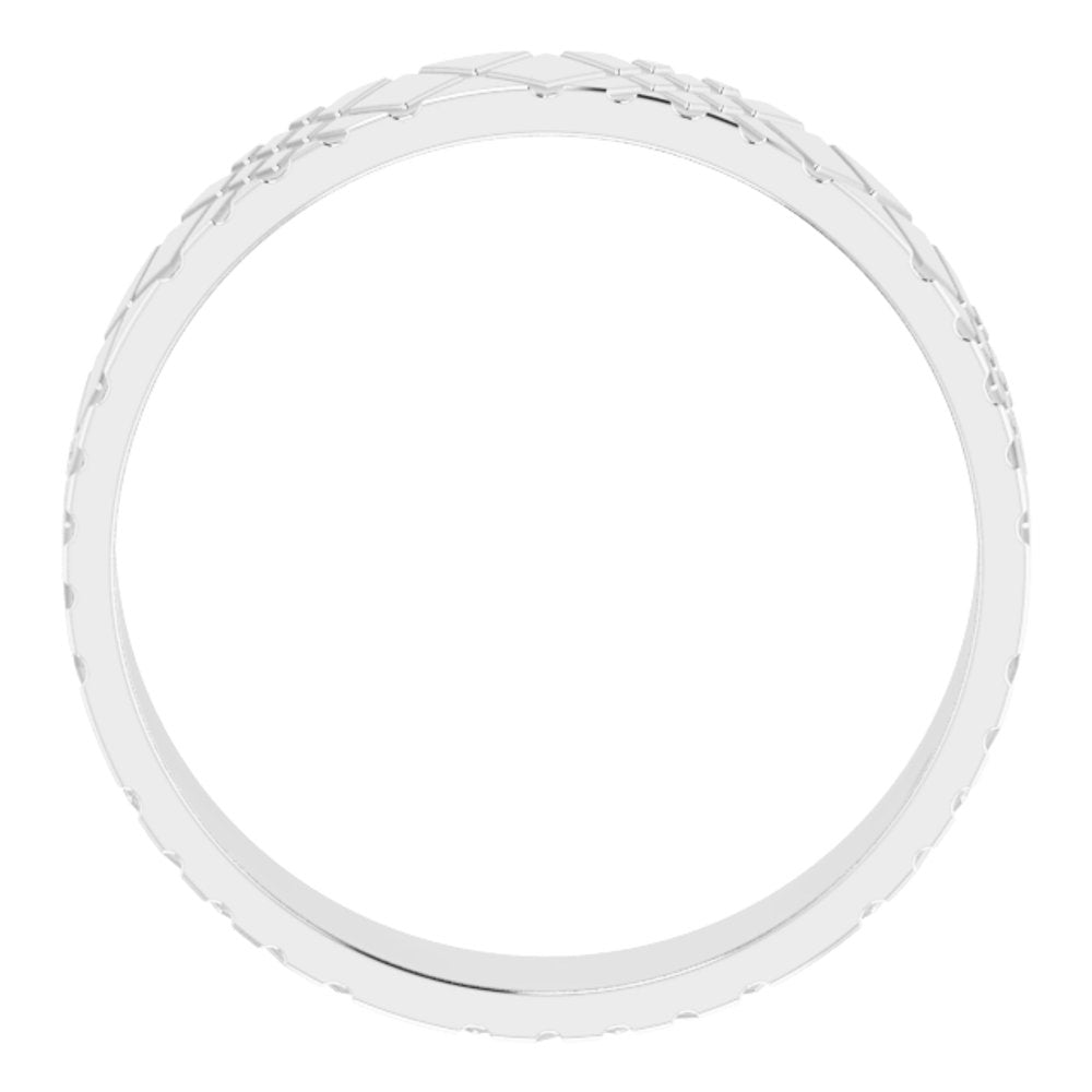 14K White Gold 6 mm Grooved Rhombus Pattern Flat Band Size 10.5