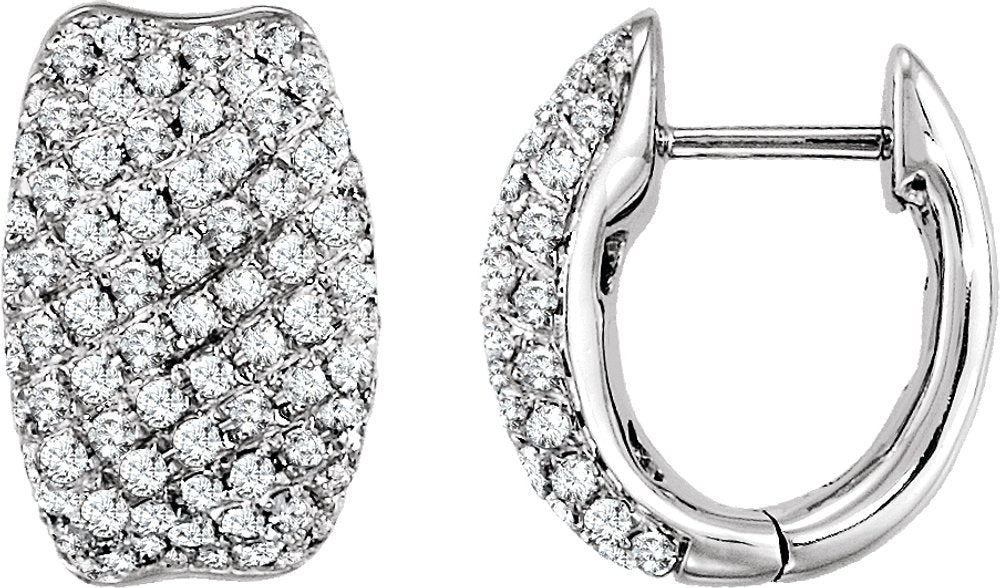 14K White Gold 9/10 CTW Natural Diamond Hoop Earrings