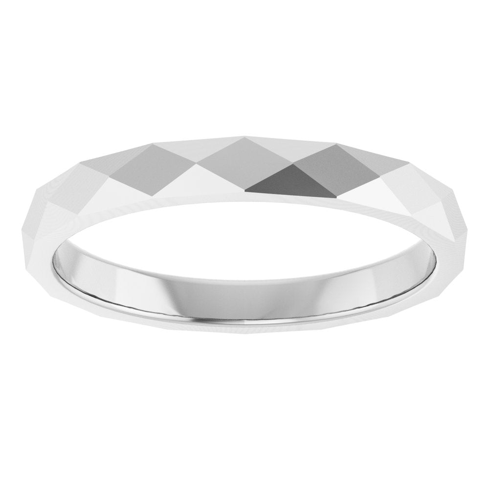 10K White Gold 2.5 mm Geometric Faceted Flat Band Size 7