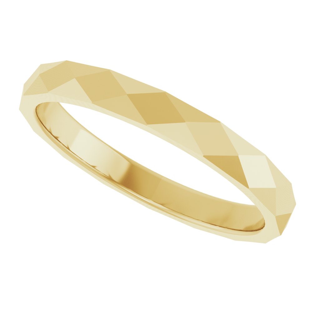 18K Yellow Gold 2.5 mm Geometric Faceted Flat Band Size 7