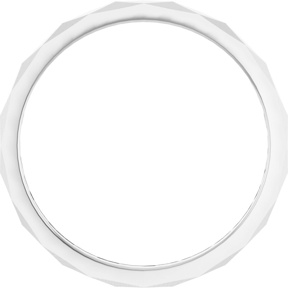 14K White Gold 1.5 mm Geometric Faceted Flat Band Size 9.5