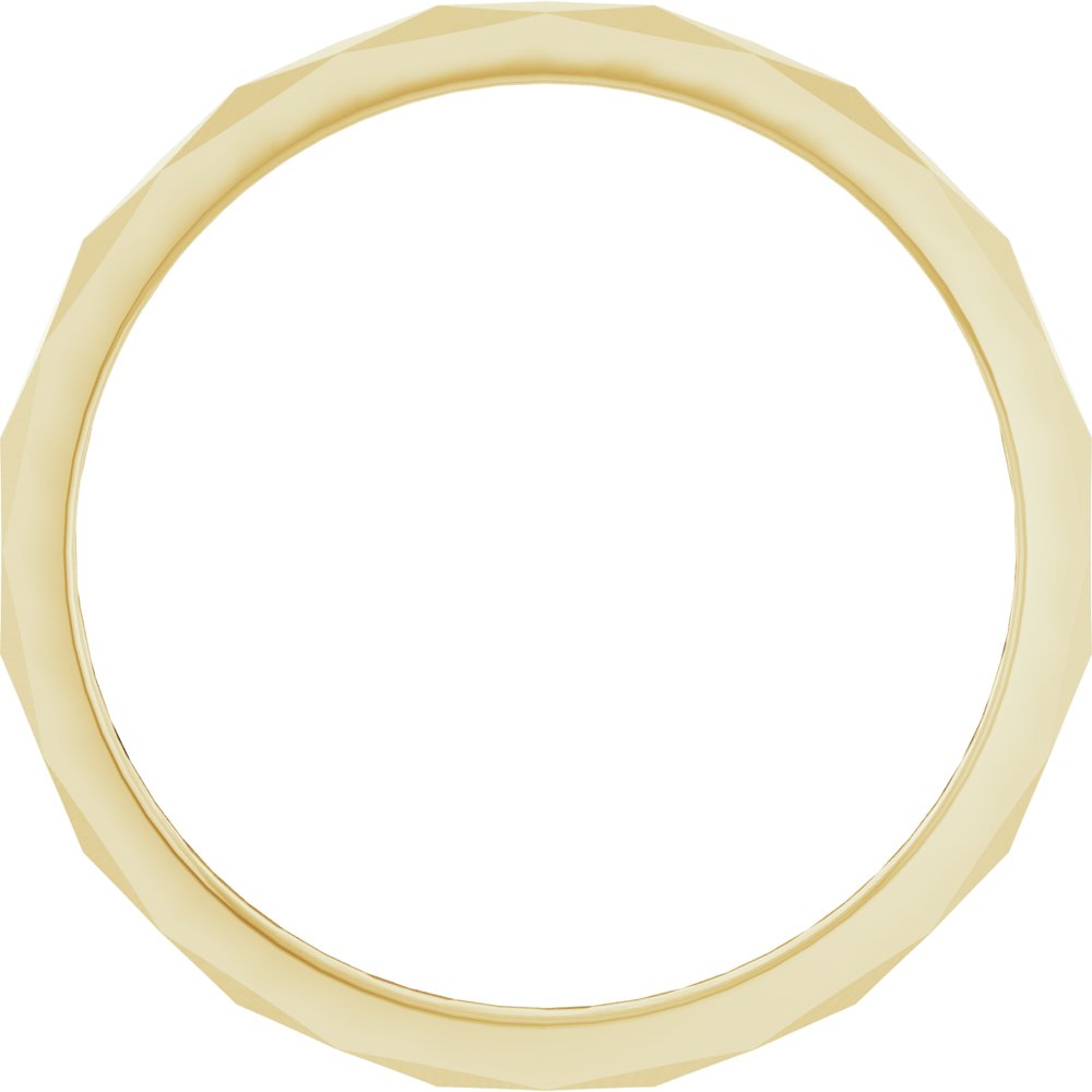 18K Yellow Gold 1.5 mm Geometric Faceted Flat Band Size 8.5