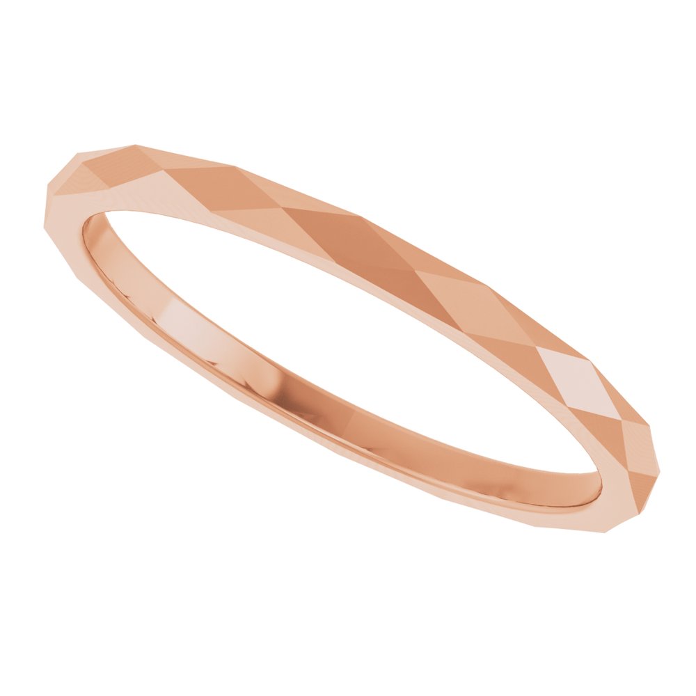 14K Rose Gold 1.5 mm Geometric Faceted Flat Band Size 5