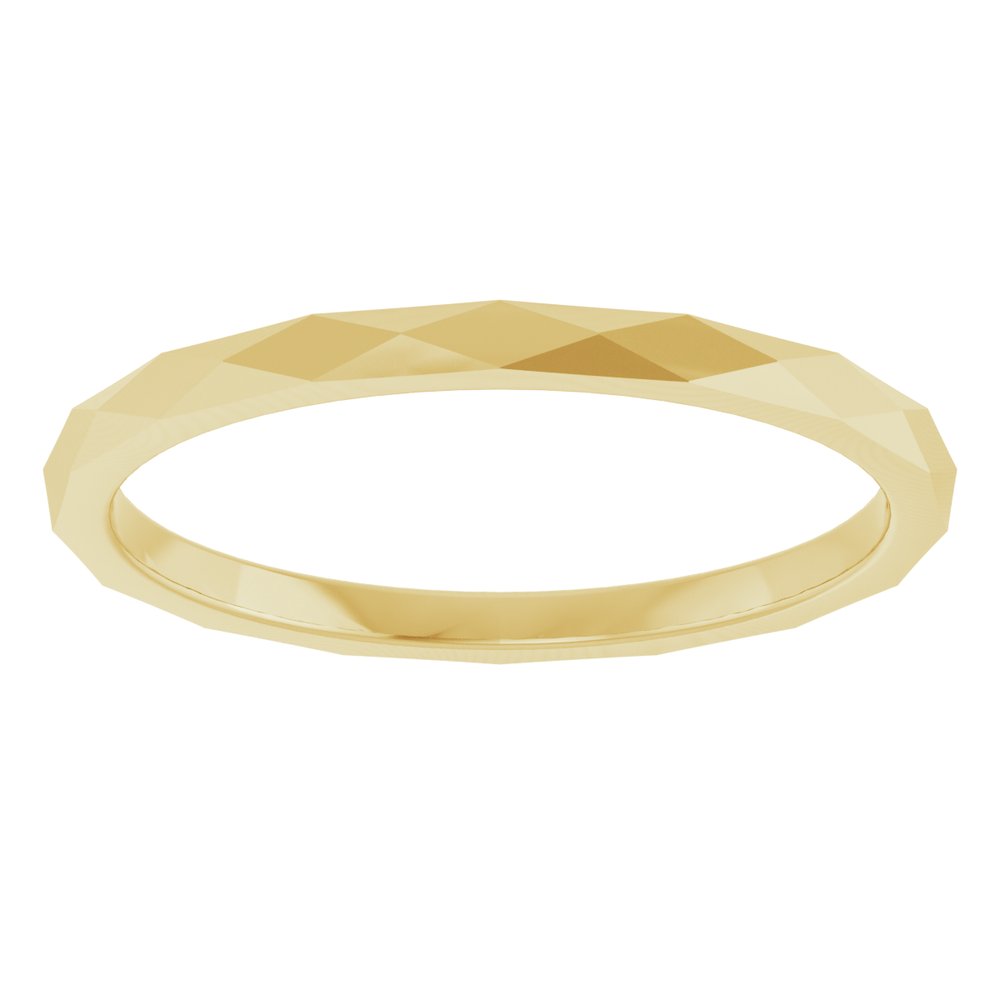 14K Yellow Gold 1.5 mm Geometric Faceted Flat Band Size 5
