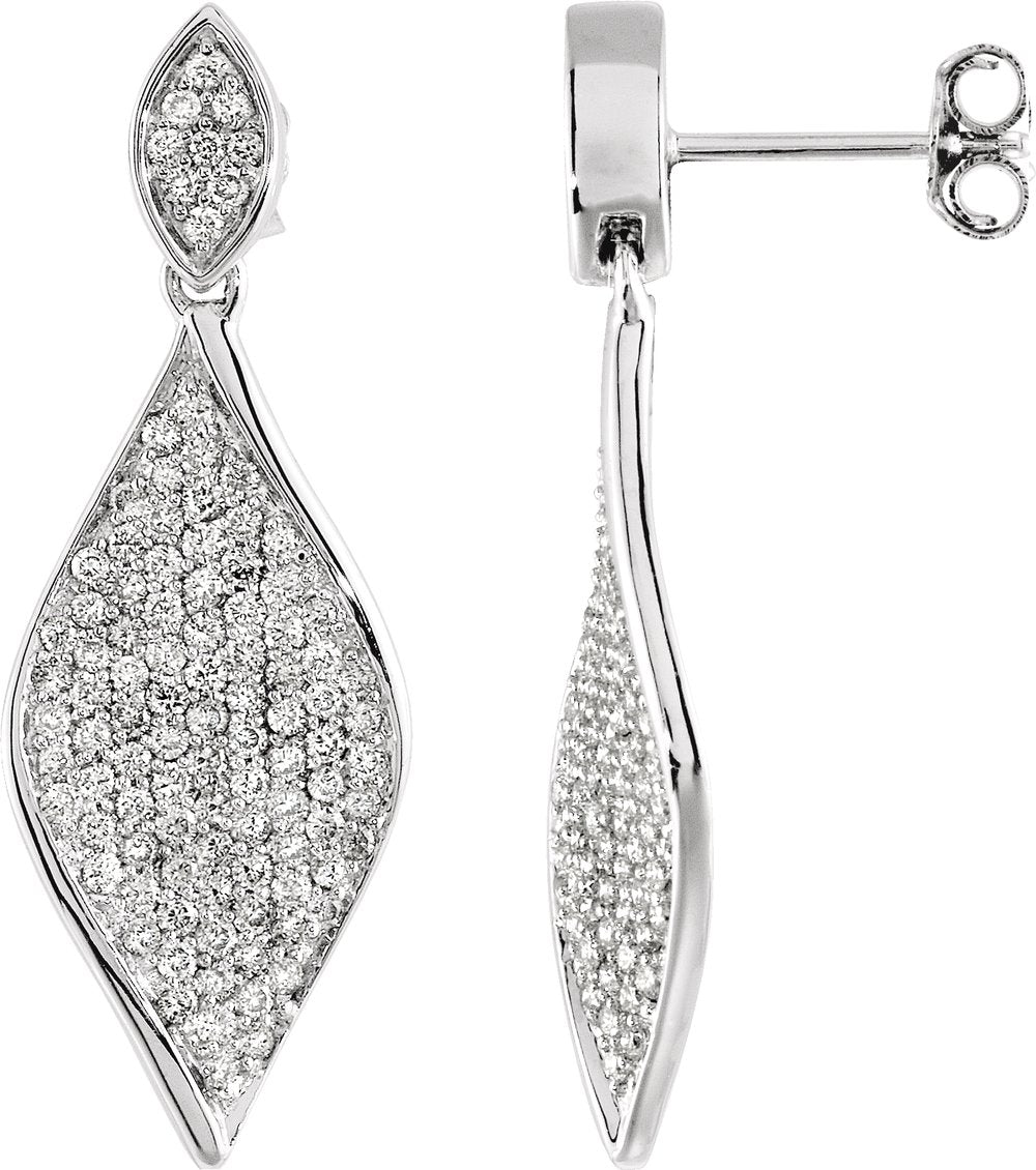 14K White Gold 1 1/5 CTW Natural Diamond Earrings