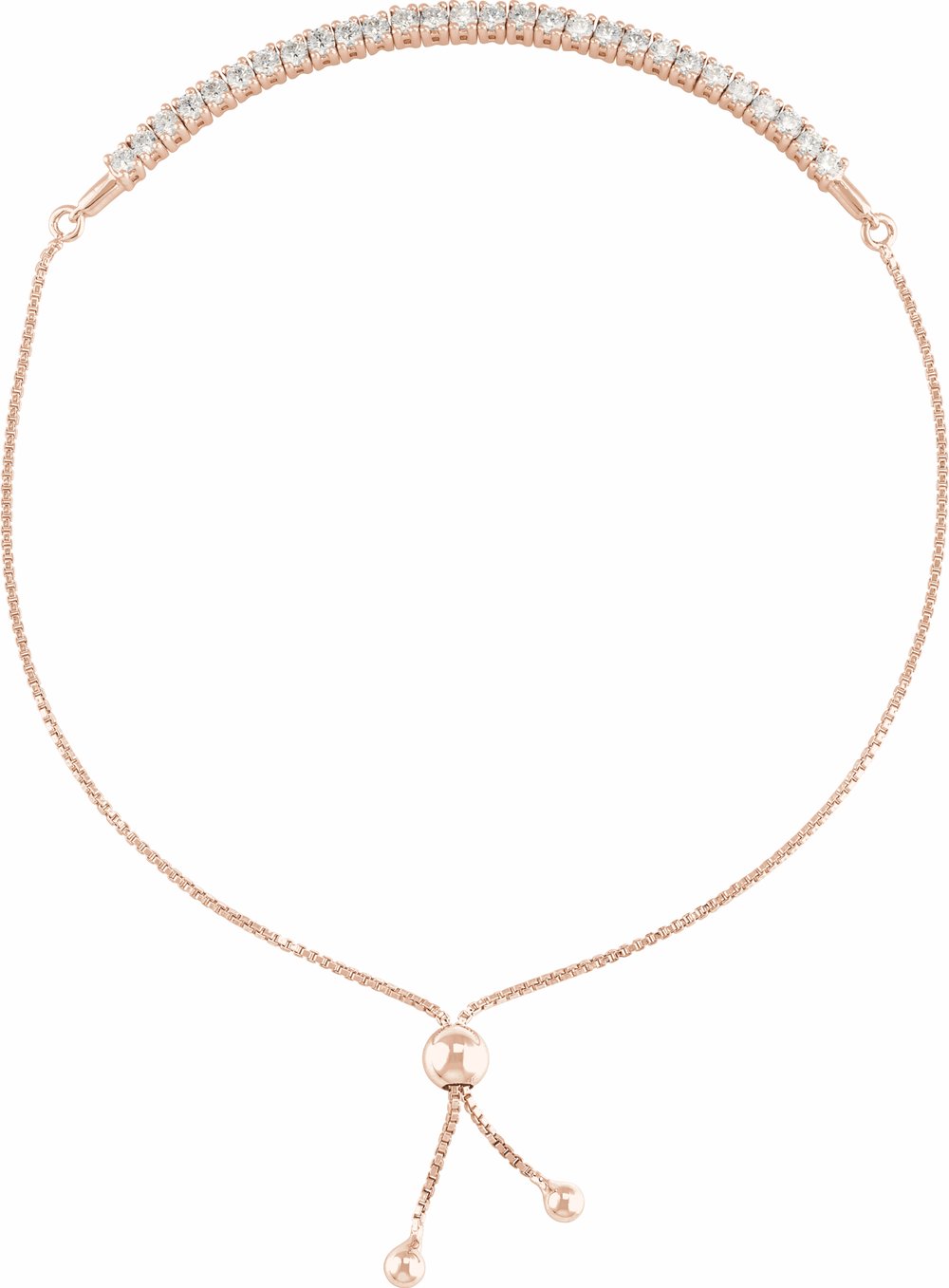 14K Rose Gold 1 CTW Lab-Grown Diamond Bolo 9 1/2" Bracelet