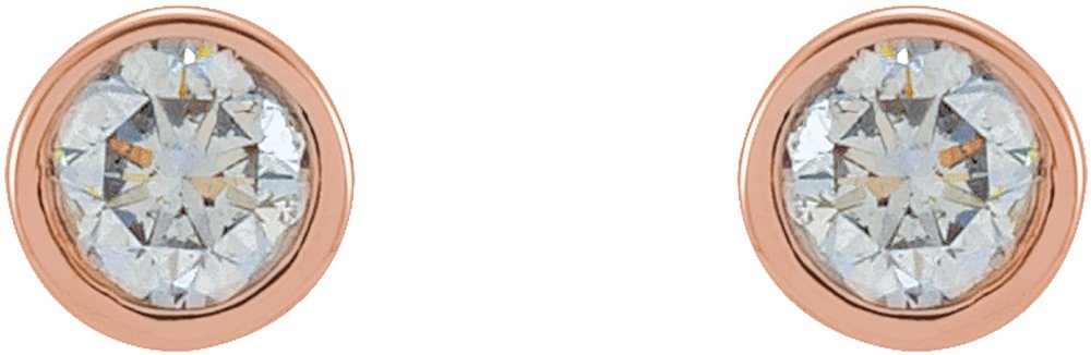 14K Rose 1/8 CTW Natural Diamond Micro Bezel-Set Earrings