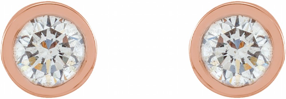 14K Rose 1/10 CTW Natural Diamond Micro Bezel-Set Earrings